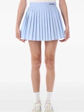 Sporty & Rich Serif Logo Anae Mini Skirt - Light Blue - Medium
